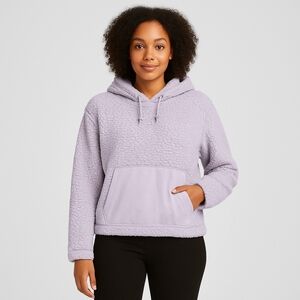 Zella Women’s Cassie Lilac Faux Shearling Sherpa Hoodie Size Large
